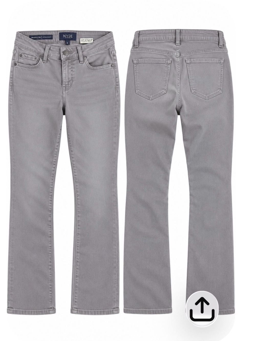 NYDJ Marilyn Straight Jeans Women’s 8 Gray Lift Tuck Stretch